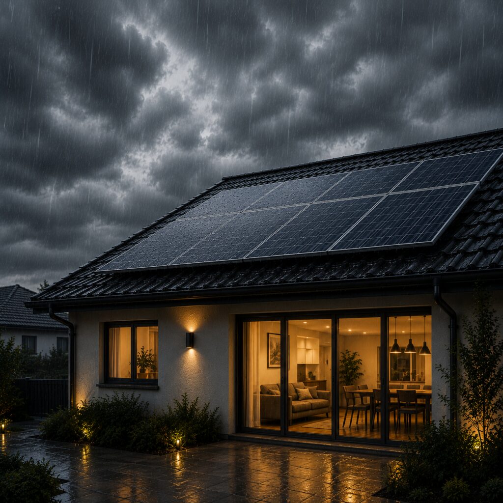 Energia solar funciona em dias nublados e chuva