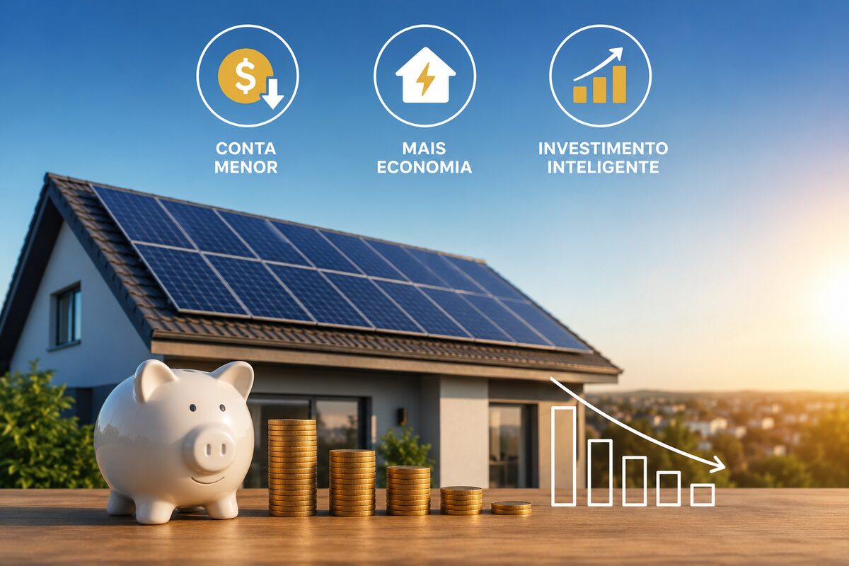 Casa com painéis solares: conta menor, mais economia e investimento inteligente