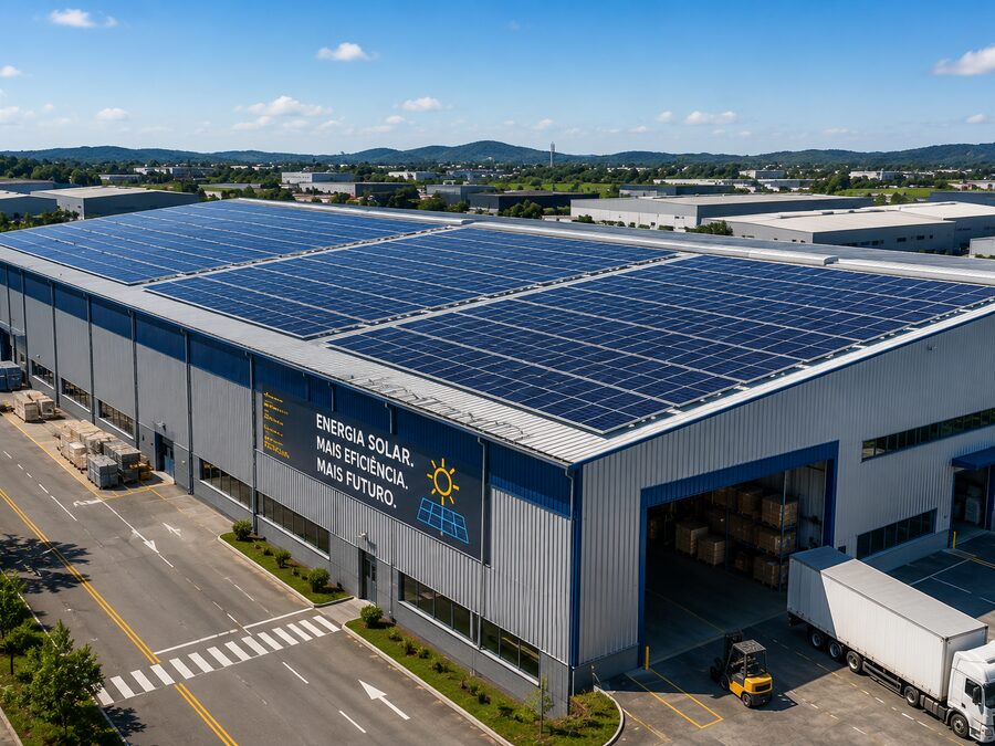 Galpão industrial com sistema de energia solar